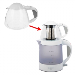 Стеклянная колба чаеварки 0,7 л, с ручкой, цвет бело-серый для Bosch, 12006340