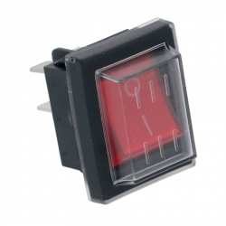 Выключатель двухполюсный красный с защитой16(4)A 250В,120°C, 22х30 мм, 5003080